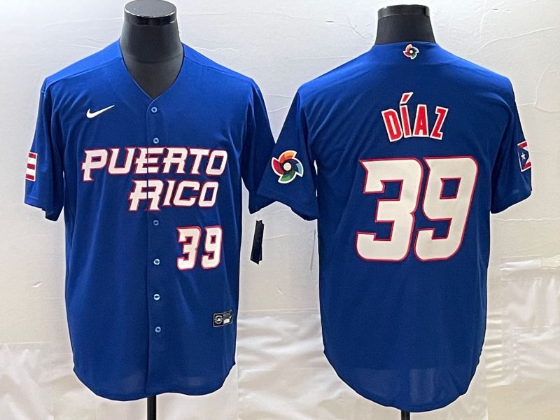 Men 2023 World Cub Puerto Rico #39 Diaz Blue Nike MLB Jersey5->more jerseys->MLB Jersey